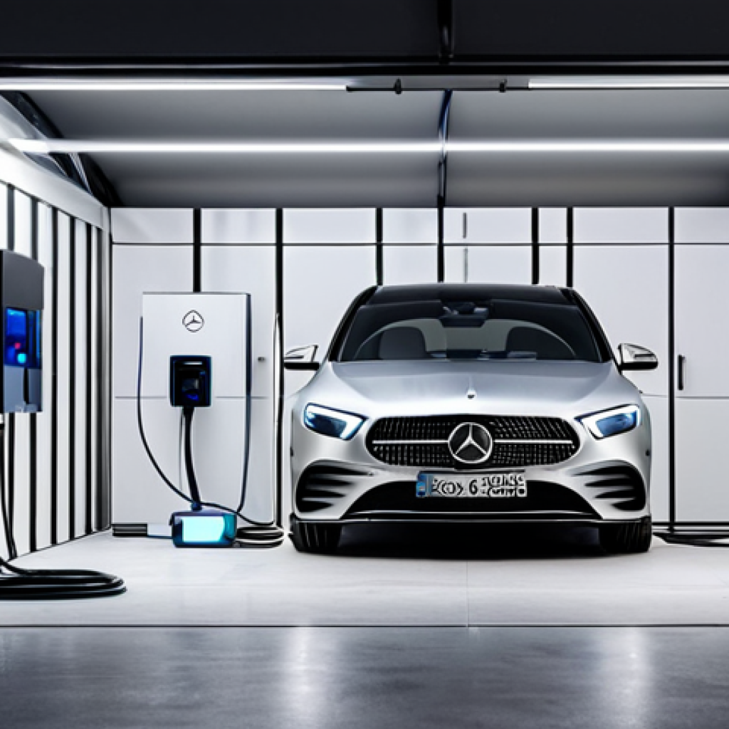 벤츠 EQE 전기차의 유지비 분석 - Home Charging Setup**

"A modern Portuguese home garage featuring a Mercedes-Benz EQE plugged into a...