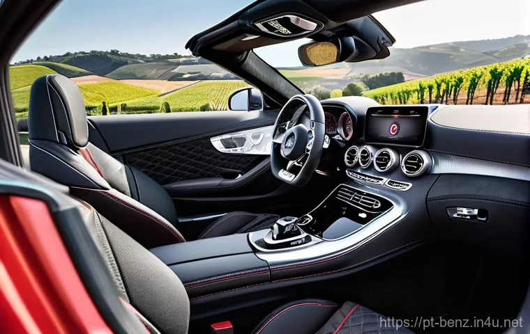 벤츠 AMG GT 로드스터의 스포츠 성능 - **Dynamic Coastal Drive:** A low-angle, dynamic shot of a metallic silver Mercedes-AMG GT Roadster, ...