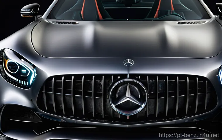 벤츠 AMG GT 로드스터의 스포츠 성능 - **Luxurious Open-Air Interior:** An interior perspective from the driver's seat of a black Mercedes-...