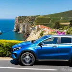벤츠 GLA와 기아 스포티지 비교 - **Prompt for Contrast in Design and Setting (Mercedes-Benz GLA vs. Kia Sportage):**
    "A sophistic...