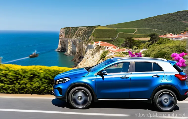 벤츠 GLA와 기아 스포티지 비교 - **Prompt for Contrast in Design and Setting (Mercedes-Benz GLA vs. Kia Sportage):**
    "A sophistic...