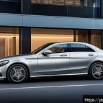 벤츠 C클래스 하이브리드 출시 소식 - A sleek Mercedes-Benz C-Class Hybrid parked on a modern city street at dusk, showcasing its elegant ...